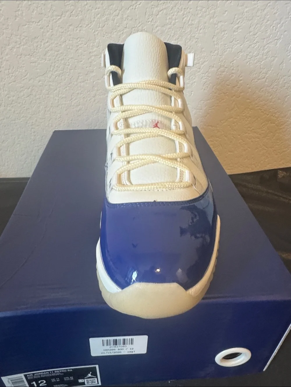 Air Jordan 11 Retro Rare Air mens White/Royal Blue/Red Sneakers